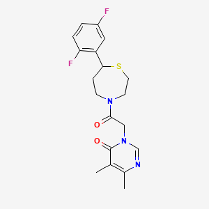 molecular formula C19H21F2N3O2S B2467571 3-(2-(7-(2,5-二氟苯基)-1,4-噻氮杂环戊烷-4-基)-2-氧代乙基)-5,6-二甲基嘧啶-4(3H)-酮 CAS No. 1705200-81-2