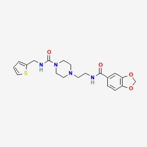 molecular formula C20H24N4O4S B2467591 4-(2-(benzo[d][1,3]dioxole-5-carboxamido)ethyl)-N-(thiophen-2-ylmethyl)piperazine-1-carboxamide CAS No. 1226430-54-1