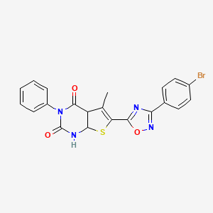 molecular formula C21H13BrN4O3S B2467614 6-[3-(4-bromophenyl)-1,2,4-oxadiazol-5-yl]-5-methyl-3-phenyl-1H,2H,3H,4H-thieno[2,3-d]pyrimidine-2,4-dione CAS No. 2380186-19-4