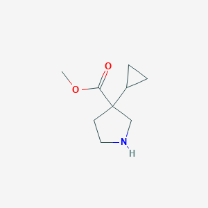 molecular formula C9H15NO2 B2467629 Methyl 3-cyclopropylpyrrolidine-3-carboxylate CAS No. 1823830-80-3