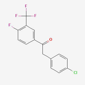 molecular formula C15H9ClF4O B2467630 2-(4-Chlorophenyl)-1-[4-fluoro-3-(trifluoromethyl)phenyl]ethanone CAS No. 1405314-78-4