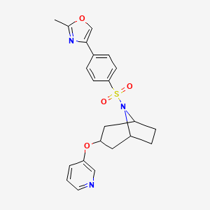 molecular formula C22H23N3O4S B2467644 2-methyl-4-(4-(((1R,5S)-3-(pyridin-3-yloxy)-8-azabicyclo[3.2.1]octan-8-yl)sulfonyl)phenyl)oxazole CAS No. 2109446-87-7