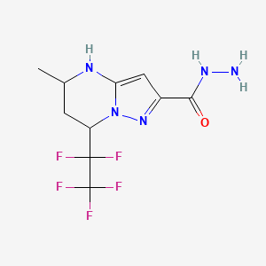 molecular formula C10H12F5N5O B2467650 5-Methyl-7-(pentafluoroethyl)-4,5,6,7-tetrahydropyrazolo[1,5-a]pyrimidine-2-carbohydrazide CAS No. 832737-11-8
