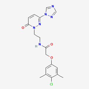 2-(4-chloro-3,5-dimethylphenoxy)-N-(2-(6-oxo-3-(1H-1,2,4-triazol-1-yl)pyridazin-1(6H)-yl)ethyl)acetamide