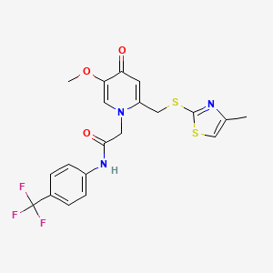 2-(5-methoxy-2-(((4-methylthiazol-2-yl)thio)methyl)-4-oxopyridin-1(4H)-yl)-N-(4-(trifluoromethyl)phenyl)acetamide
