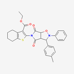molecular formula C29H28N2O5S B2467672 ethyl 2-(4,6-dioxo-2-phenyl-3-(p-tolyl)tetrahydro-2H-pyrrolo[3,4-d]isoxazol-5(3H)-yl)-4,5,6,7-tetrahydrobenzo[b]thiophene-3-carboxylate CAS No. 1005266-67-0