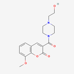 molecular formula C17H20N2O5 B2467691 3-(4-(2-hydroxyethyl)piperazine-1-carbonyl)-8-methoxy-2H-chromen-2-one CAS No. 421573-84-4