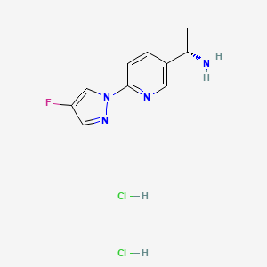 molecular formula C10H13Cl2FN4 B2467696 (S)-1-(6-(4-Fluoro-1H-pyrazol-1-yl)pyridin-3-yl)ethanamine dihydrochloride CAS No. 1980023-97-9