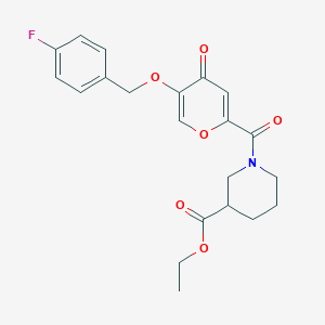 molecular formula C21H22FNO6 B2467698 1-(5-((4-氟苄基)氧基)-4-氧代-4H-吡喃-2-羰基)哌啶-3-羧酸乙酯 CAS No. 1021060-35-4