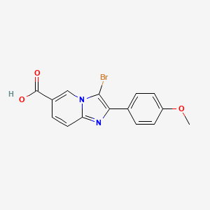 molecular formula C15H11BrN2O3 B2467699 3-Bromo-2-(4-methoxyphenyl)imidazo[1,2-a]pyridine-6-carboxylic acid CAS No. 866145-46-2