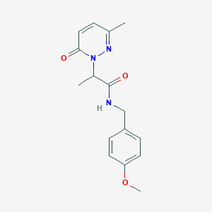 molecular formula C16H19N3O3 B2467708 N-(4-methoxybenzyl)-2-(3-methyl-6-oxopyridazin-1(6H)-yl)propanamide CAS No. 1235388-37-0