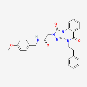 molecular formula C27H25N5O4 B2467721 2-(1,5-dioxo-4-phenethyl-4,5-dihydro-[1,2,4]triazolo[4,3-a]quinazolin-2(1H)-yl)-N-(4-methoxybenzyl)acetamide CAS No. 1243006-75-8