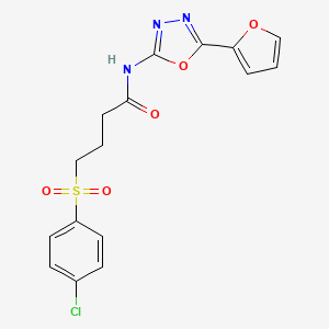 molecular formula C16H14ClN3O5S B2467735 4-((4-chlorophenyl)sulfonyl)-N-(5-(furan-2-yl)-1,3,4-oxadiazol-2-yl)butanamide CAS No. 941901-26-4