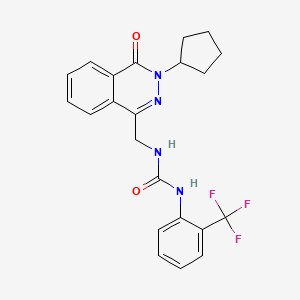 molecular formula C22H21F3N4O2 B2467736 1-((3-环戊基-4-氧代-3,4-二氢酞嗪-1-基)甲基)-3-(2-(三氟甲基)苯基)脲 CAS No. 1421517-52-3