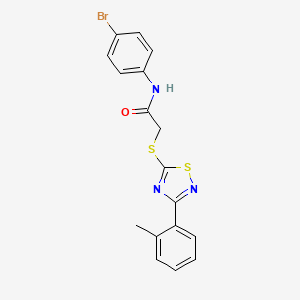 molecular formula C17H14BrN3OS2 B2467745 N-(4-bromophenyl)-2-((3-(o-tolyl)-1,2,4-thiadiazol-5-yl)thio)acetamide CAS No. 864918-56-9