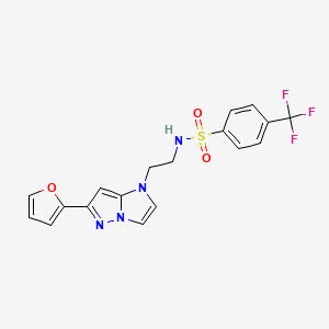 molecular formula C18H15F3N4O3S B2467757 N-(2-(6-(furan-2-yl)-1H-imidazo[1,2-b]pyrazol-1-yl)ethyl)-4-(trifluoromethyl)benzenesulfonamide CAS No. 1798677-02-7