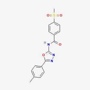 molecular formula C17H15N3O4S B2467760 4-(methylsulfonyl)-N-(5-(p-tolyl)-1,3,4-oxadiazol-2-yl)benzamide CAS No. 952850-52-1