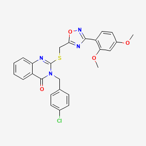 molecular formula C26H21ClN4O4S B2467761 3-(4-chlorobenzyl)-2-(((3-(2,4-dimethoxyphenyl)-1,2,4-oxadiazol-5-yl)methyl)thio)quinazolin-4(3H)-one CAS No. 2034275-39-1