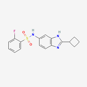molecular formula C17H16FN3O2S B2467763 N-(2-cyclobutyl-1H-1,3-benzodiazol-5-yl)-2-fluorobenzene-1-sulfonamide CAS No. 2094511-69-8