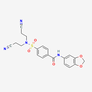 molecular formula C20H18N4O5S B2467790 N-(benzo[d][1,3]dioxol-5-yl)-4-(N,N-bis(2-cyanoethyl)sulfamoyl)benzamide CAS No. 325732-00-1