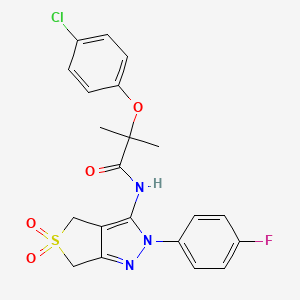 2-(4-chlorophenoxy)-N-(2-(4-fluorophenyl)-5,5-dioxido-4,6-dihydro-2H-thieno[3,4-c]pyrazol-3-yl)-2-methylpropanamide