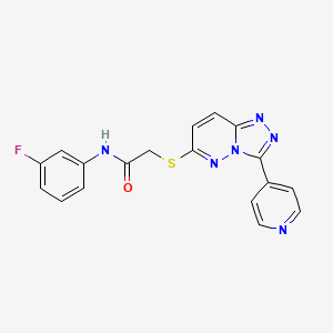 molecular formula C18H13FN6OS B2467833 N-(3-fluorophenyl)-2-[(3-pyridin-4-yl-[1,2,4]triazolo[4,3-b]pyridazin-6-yl)sulfanyl]acetamide CAS No. 868969-69-1