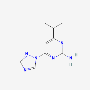 molecular formula C9H12N6 B2467847 4-Propan-2-yl-6-(1,2,4-triazol-1-yl)pyrimidin-2-amine CAS No. 1782371-50-9