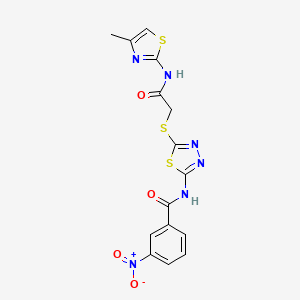 molecular formula C15H12N6O4S3 B2467849 N-(5-((2-((4-methylthiazol-2-yl)amino)-2-oxoethyl)thio)-1,3,4-thiadiazol-2-yl)-3-nitrobenzamide CAS No. 868976-18-5