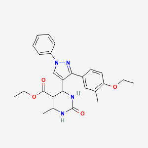 molecular formula C26H28N4O4 B2467862 ethyl 4-[3-(4-ethoxy-3-methylphenyl)-1-phenyl-1H-pyrazol-4-yl]-6-methyl-2-oxo-1,2,3,4-tetrahydropyrimidine-5-carboxylate CAS No. 955857-73-5