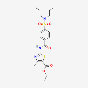 molecular formula C20H27N3O5S2 B2467874 Ethyl 2-[4-(dipropylsulfamoyl)benzamido]-4-methyl-1,3-thiazole-5-carboxylate CAS No. 313262-20-3