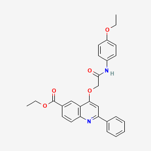 molecular formula C28H26N2O5 B2467885 4-{2-[(4-乙氧苯基)氨基]-2-氧代乙氧基}-2-苯基喹啉-6-羧酸乙酯 CAS No. 1114871-08-7