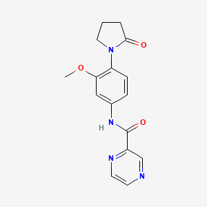 molecular formula C16H16N4O3 B2467949 N-(3-methoxy-4-(2-oxopyrrolidin-1-yl)phenyl)pyrazine-2-carboxamide CAS No. 1210331-32-0