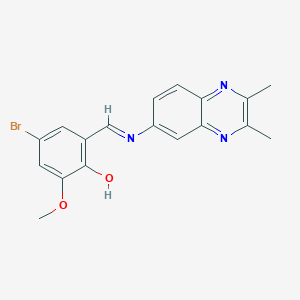 molecular formula C18H16BrN3O2 B2467950 4-Bromo-2-{[(2,3-dimethyl-6-quinoxalinyl)imino]methyl}-6-methoxybenzenol CAS No. 672949-90-5