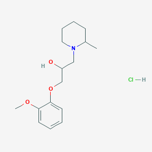 molecular formula C16H26ClNO3 B2467952 1-(2-甲氧基苯氧基)-3-(2-甲基哌啶-1-基)丙烷-2-醇盐酸盐 CAS No. 1210162-02-9