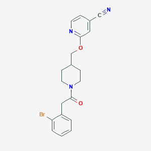 molecular formula C20H20BrN3O2 B2467953 2-[[1-[2-(2-Bromophenyl)acetyl]piperidin-4-yl]methoxy]pyridine-4-carbonitrile CAS No. 2380041-41-6