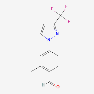 molecular formula C12H9F3N2O B2467957 2-methyl-4-[3-(trifluoromethyl)-1H-pyrazol-1-yl]benzaldehyde CAS No. 1270876-85-1