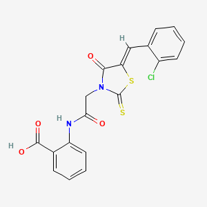 molecular formula C19H13ClN2O4S2 B2467964 (Z)-2-(2-(5-(2-chlorobenzylidene)-4-oxo-2-thioxothiazolidin-3-yl)acetamido)benzoic acid CAS No. 403829-39-0