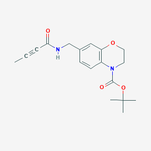 molecular formula C18H22N2O4 B2467969 Tert-butyl 7-[(but-2-ynoylamino)methyl]-2,3-dihydro-1,4-benzoxazine-4-carboxylate CAS No. 2411266-79-8