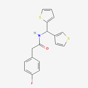 molecular formula C17H14FNOS2 B2467971 2-(4-fluorophenyl)-N-(thiophen-2-yl(thiophen-3-yl)methyl)acetamide CAS No. 2034223-18-0