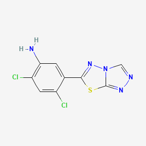 molecular formula C9H5Cl2N5S B2467974 2,4-Dichloro-5-([1,2,4]triazolo[3,4-b][1,3,4]thiadiazol-6-yl)aniline CAS No. 945363-89-3