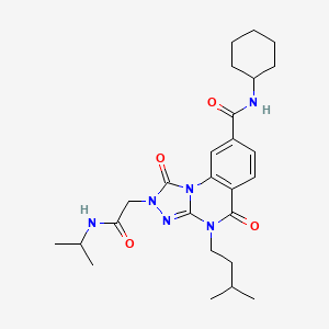 molecular formula C26H36N6O4 B2468003 N-cyclohexyl-2-[2-(isopropylamino)-2-oxoethyl]-4-(3-methylbutyl)-1,5-dioxo-1,2,4,5-tetrahydro[1,2,4]triazolo[4,3-a]quinazoline-8-carboxamide CAS No. 1243037-18-4