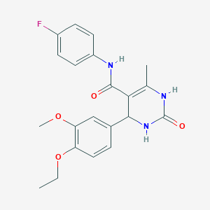molecular formula C21H22FN3O4 B2468023 4-(4-ethoxy-3-methoxyphenyl)-N-(4-fluorophenyl)-6-methyl-2-oxo-1,2,3,4-tetrahydropyrimidine-5-carboxamide CAS No. 686760-89-4
