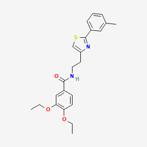molecular formula C23H26N2O3S B2468034 3,4-diethoxy-N-{2-[2-(3-methylphenyl)-1,3-thiazol-4-yl]ethyl}benzamide CAS No. 896376-42-4