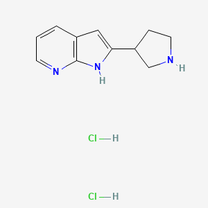 molecular formula C11H15Cl2N3 B2468037 2-Pyrrolidin-3-yl-1H-pyrrolo[2,3-b]pyridine dihydrochloride CAS No. 1001069-32-4