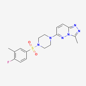 molecular formula C17H19FN6O2S B2468051 6-(4-((4-Fluoro-3-methylphenyl)sulfonyl)piperazin-1-yl)-3-methyl-[1,2,4]triazolo[4,3-b]pyridazine CAS No. 1021119-83-4