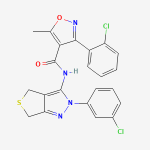 molecular formula C22H16Cl2N4O2S B2468061 3-(2-chlorophenyl)-N-(2-(3-chlorophenyl)-4,6-dihydro-2H-thieno[3,4-c]pyrazol-3-yl)-5-methylisoxazole-4-carboxamide CAS No. 496775-56-5