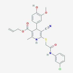 molecular formula C26H24ClN3O5S B2468064 Allyl 6-((2-((3-chlorophenyl)amino)-2-oxoethyl)thio)-5-cyano-4-(4-hydroxy-3-methoxyphenyl)-2-methyl-1,4-dihydropyridine-3-carboxylate CAS No. 442556-40-3