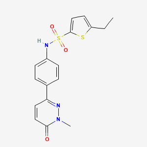 molecular formula C17H17N3O3S2 B2468068 5-ethyl-N-(4-(1-methyl-6-oxo-1,6-dihydropyridazin-3-yl)phenyl)thiophene-2-sulfonamide CAS No. 942013-68-5