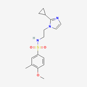 molecular formula C16H21N3O3S B2468071 N-(2-(2-cyclopropyl-1H-imidazol-1-yl)ethyl)-4-methoxy-3-methylbenzenesulfonamide CAS No. 2034452-76-9