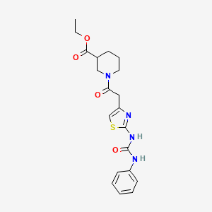 molecular formula C20H24N4O4S B2468075 Ethyl 1-(2-(2-(3-phenylureido)thiazol-4-yl)acetyl)piperidine-3-carboxylate CAS No. 921468-65-7